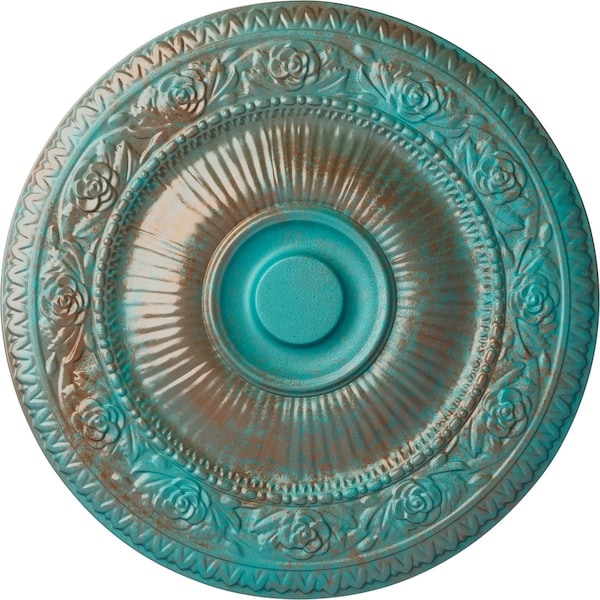 Ekena Millwork Neuveau Ceiling Medallion (Fits Canopies up to 6 3/8"), 24 1/4"OD x 2"P, Copper Green Patina CM24NACGS - main